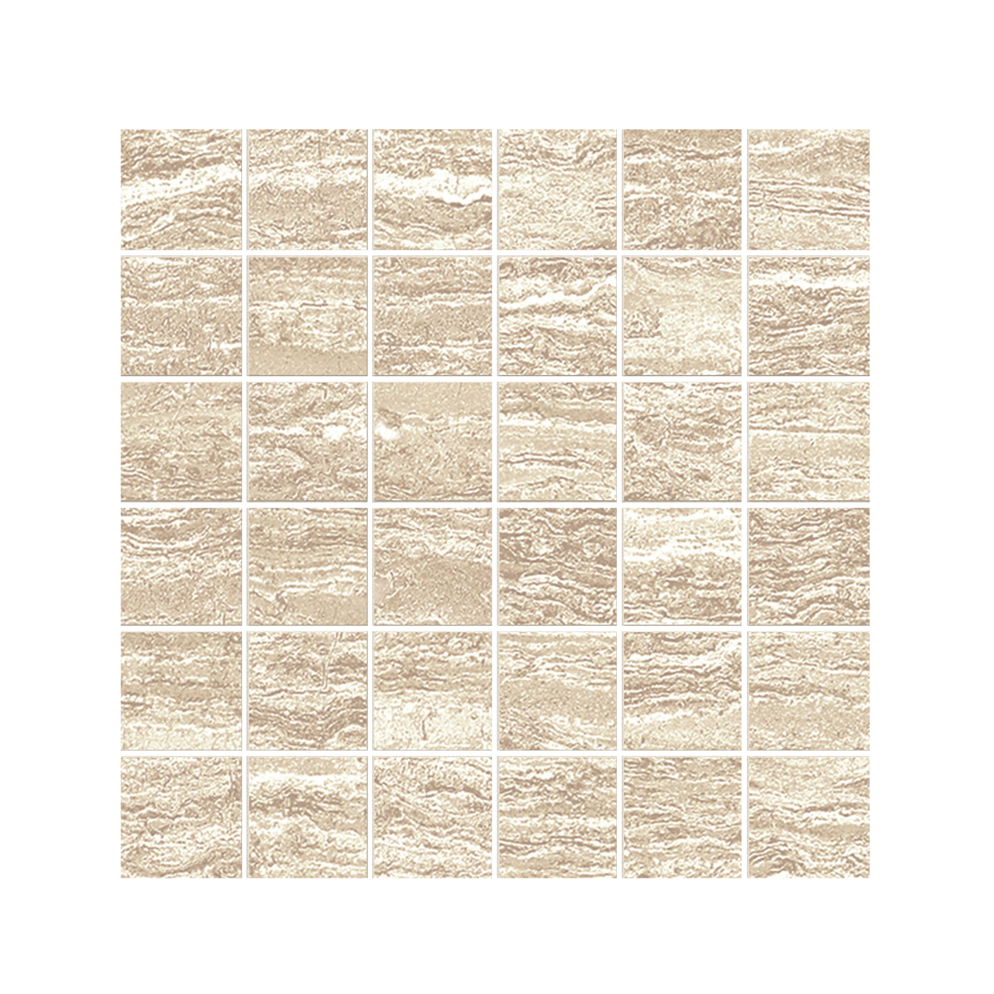 Stratos 12x12"- 8mm Porcelain Mosaic Wall Tile in Travertine Style
