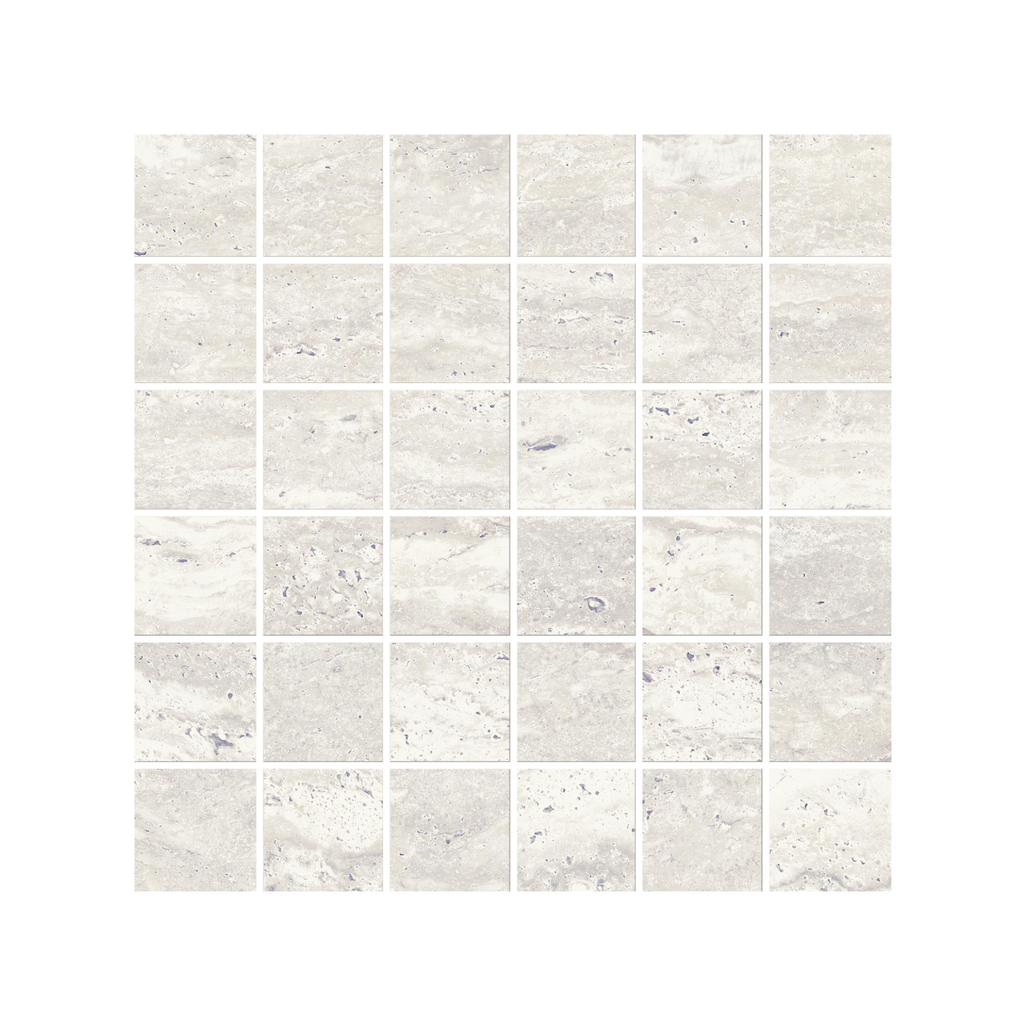 Travertine 12x12" - 8mm Matte & Polished Porcelain 2" Square Mesh Mosaic