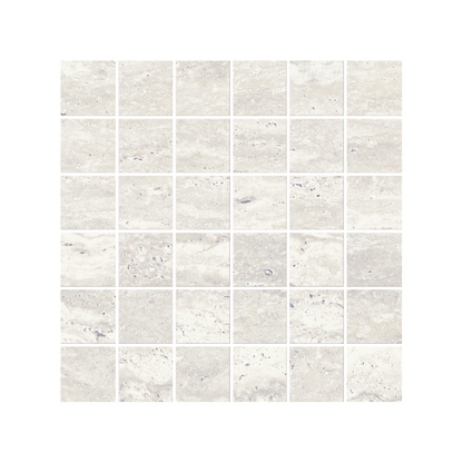 Travertine 12x12" - 8mm Matte & Polished Porcelain 2" Square Mesh Mosaic