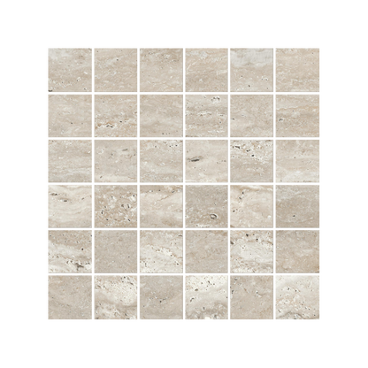 Travertine 12x12" - 8mm Matte & Polished Porcelain 2" Square Mesh Mosaic