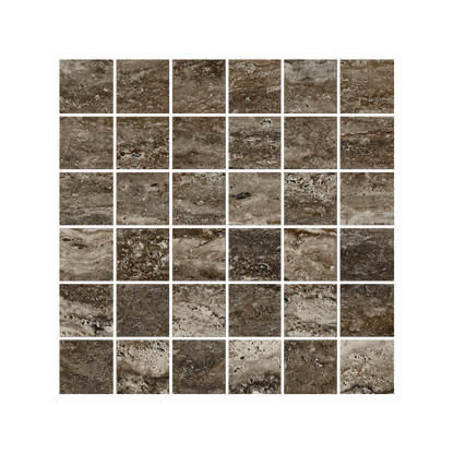 Travertine 12x12" - 8mm Matte & Polished Porcelain 2" Square Mesh Mosaic