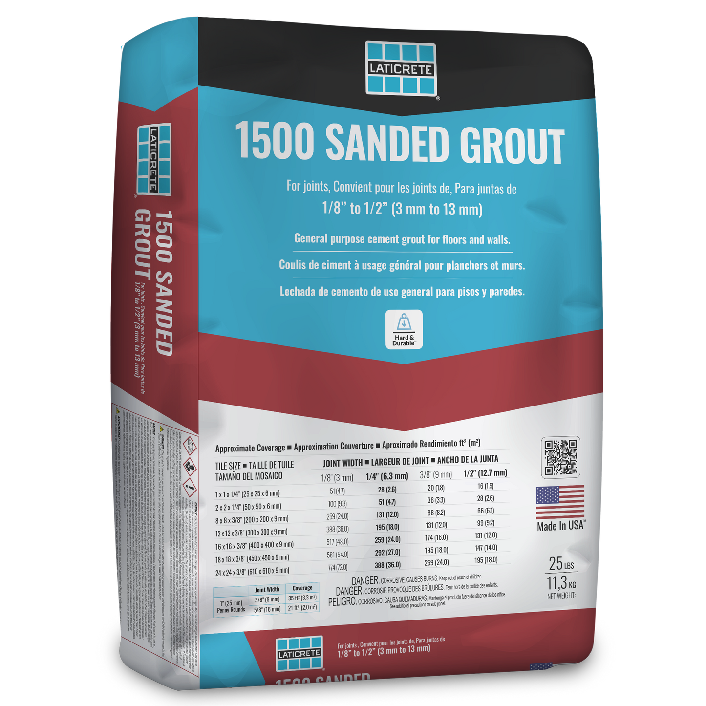 Laticrete - 1500 Sanded Grout (25lbs) - Durable Tile Grout