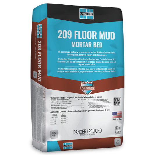 Laticrete - 209 Floor Mud - Mortar Bed - Ideal for Showers (60lb Bag)