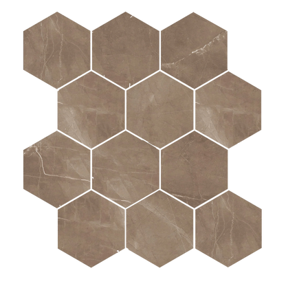 Luxury - 9x11" 8mm Marble-Look Porcelain 3" Hexagon Mosaic Tile