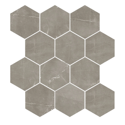 Luxury - 9x11" 8mm Marble-Look Porcelain 3" Hexagon Mosaic Tile