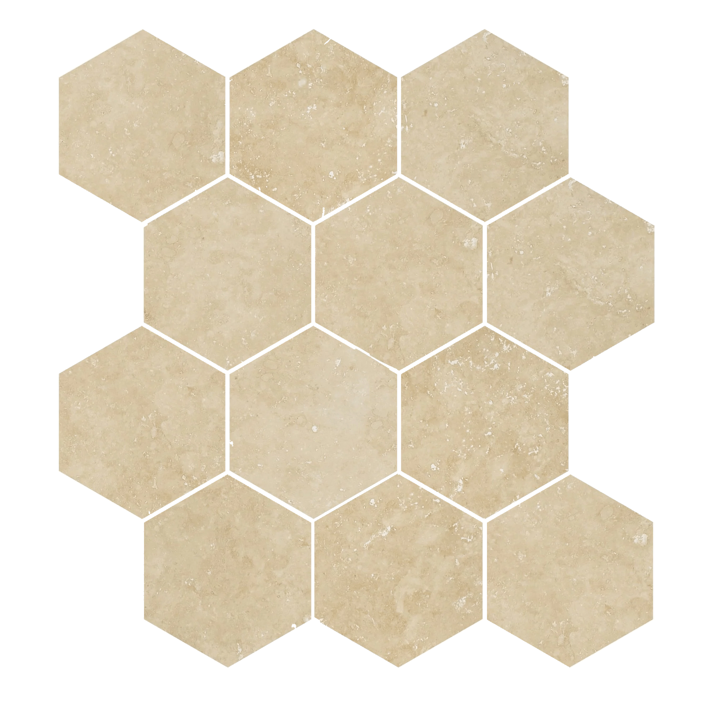 Luxury - 9x11" 8mm Marble-Look Porcelain 3" Hexagon Mosaic Tile