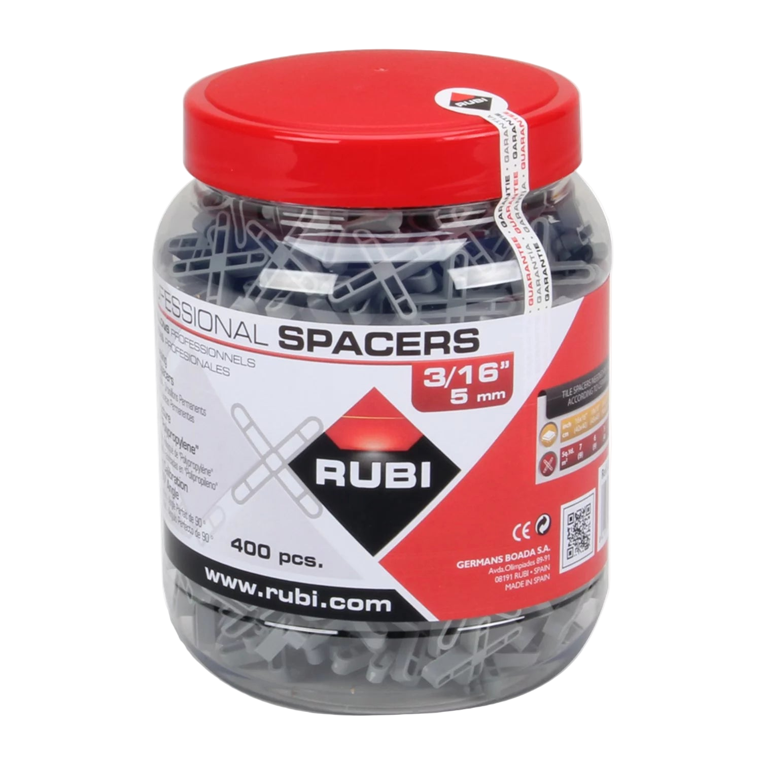 Rubi Tools T Spacers 3/16.400 pcs Jar image 0
