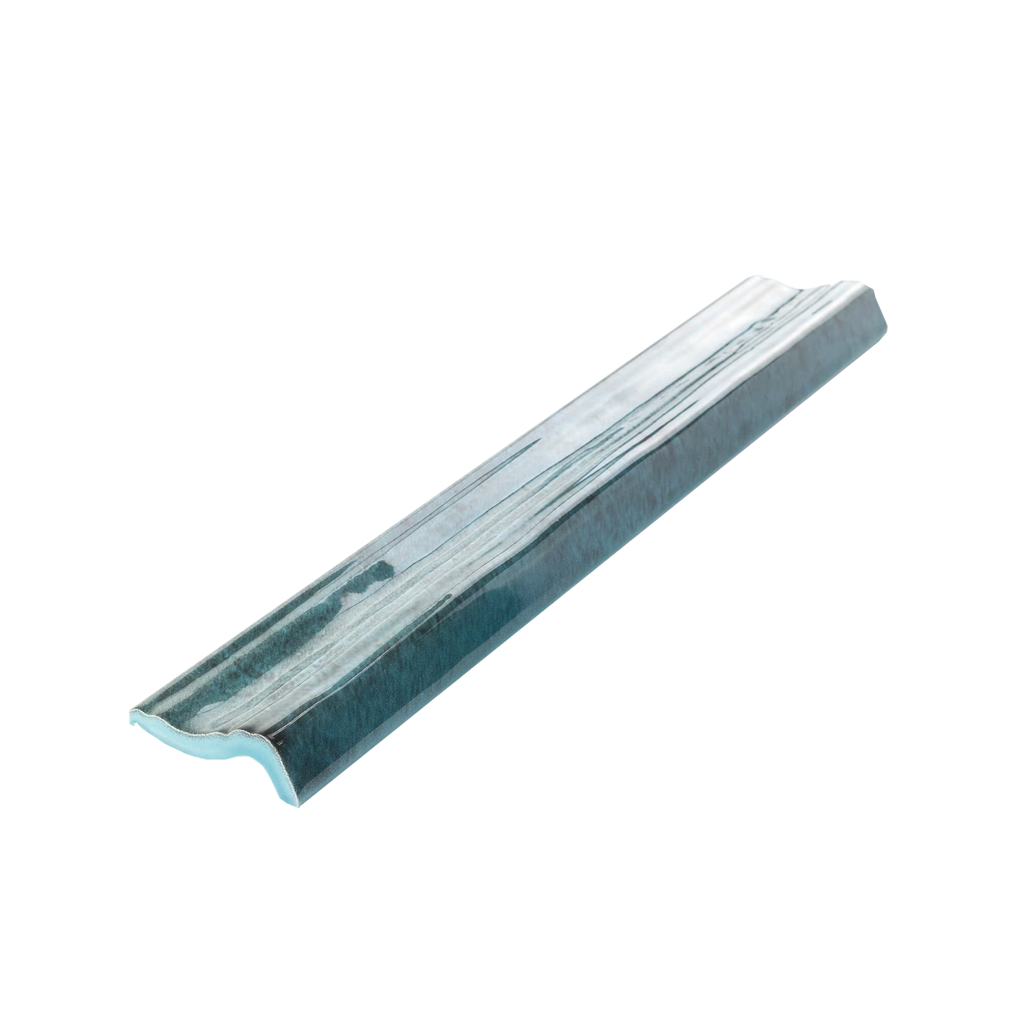 Alchimia 3x12" - 9mm Glossy Ceramic Chair Rail Trim Tile in Handmade Style